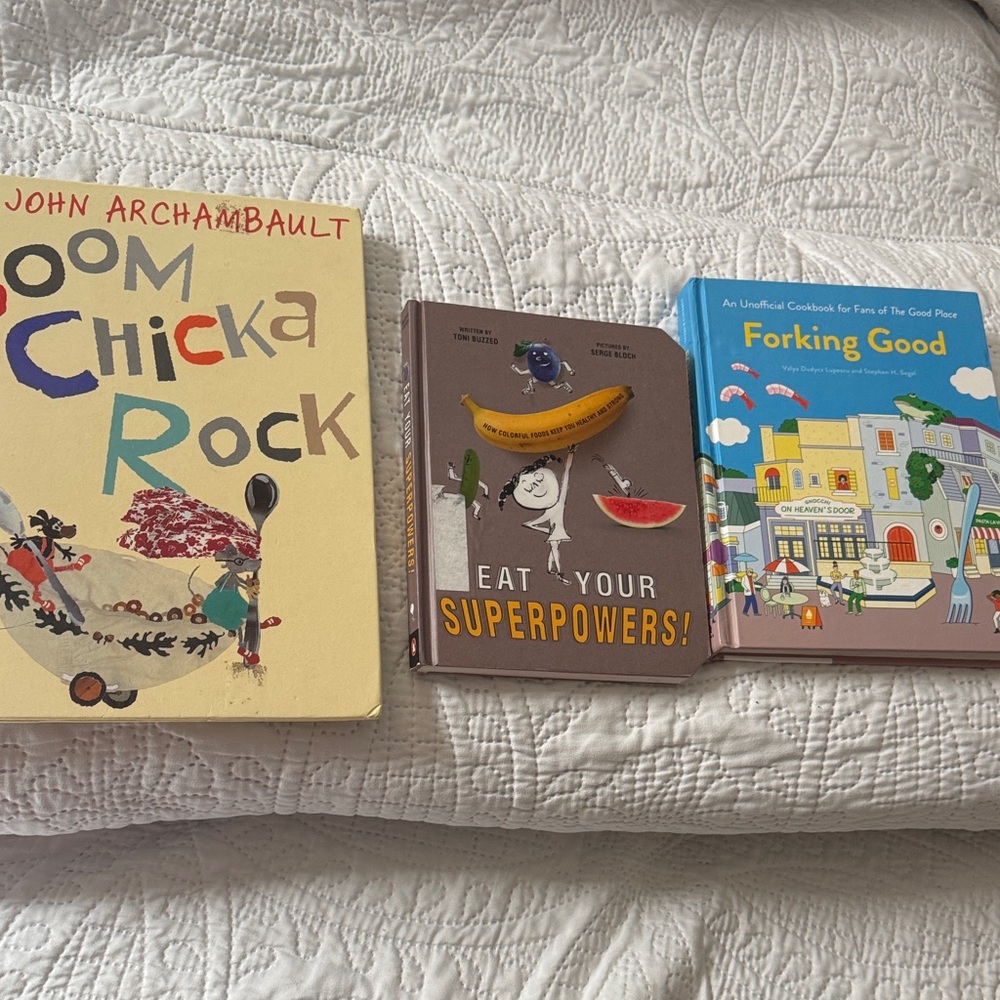 Three Colorful Hardcover Kids Books - Yellow, Brown, Blue Covers